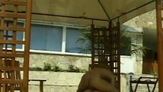Blond whore gets her tight ass slammed outdoors