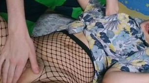 Incredibly beautiful girl with fishnet tights