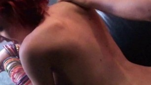 Skinny red haired punk girl with small tits fucked