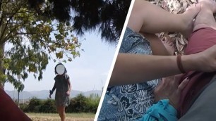 I pull out my cock in front of a girl in a public park – POV